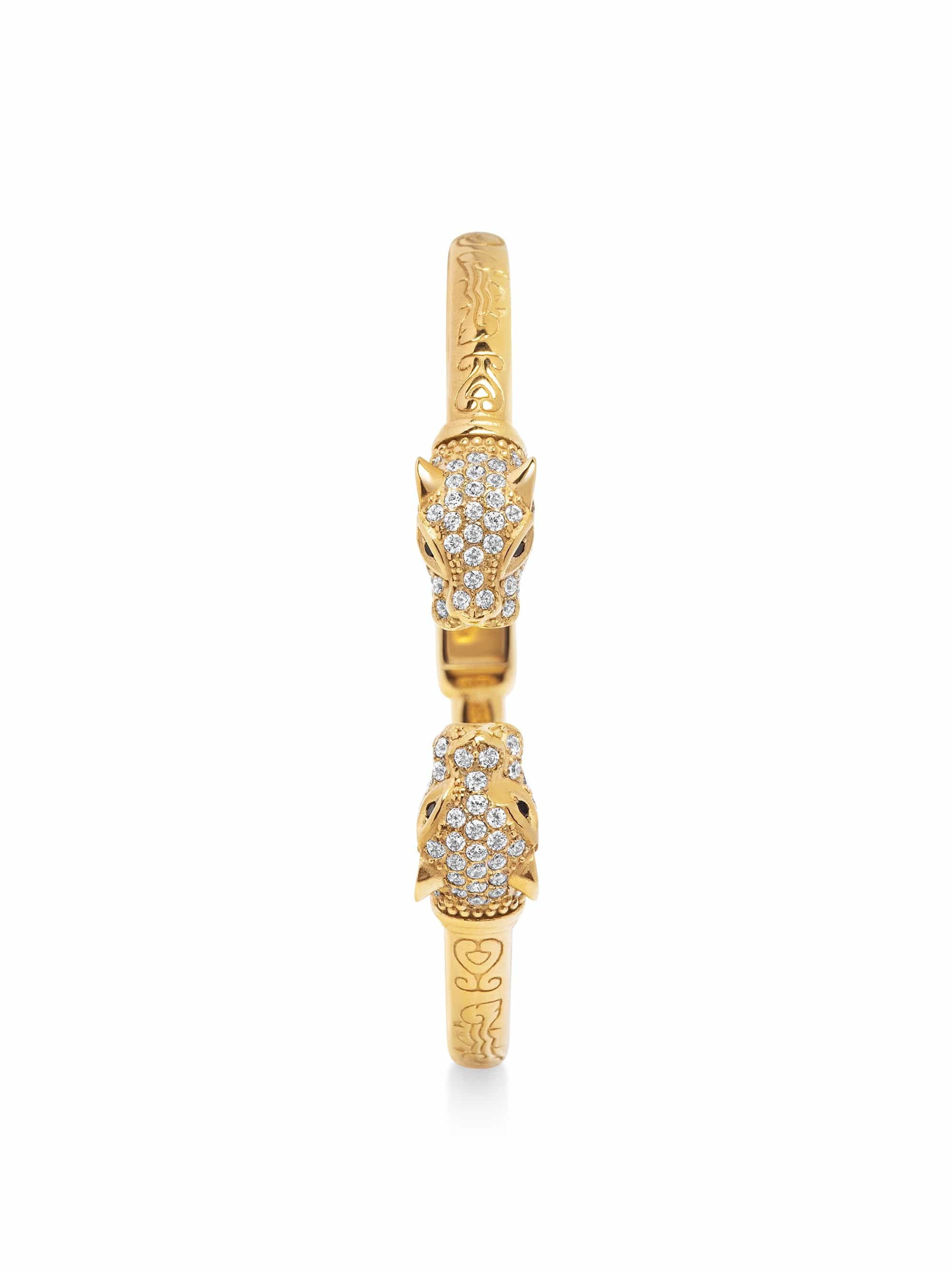 Nialaya Men's Bangle Men's Gold CZ Panther Bangle Men's Gold CZ Panther Bangle