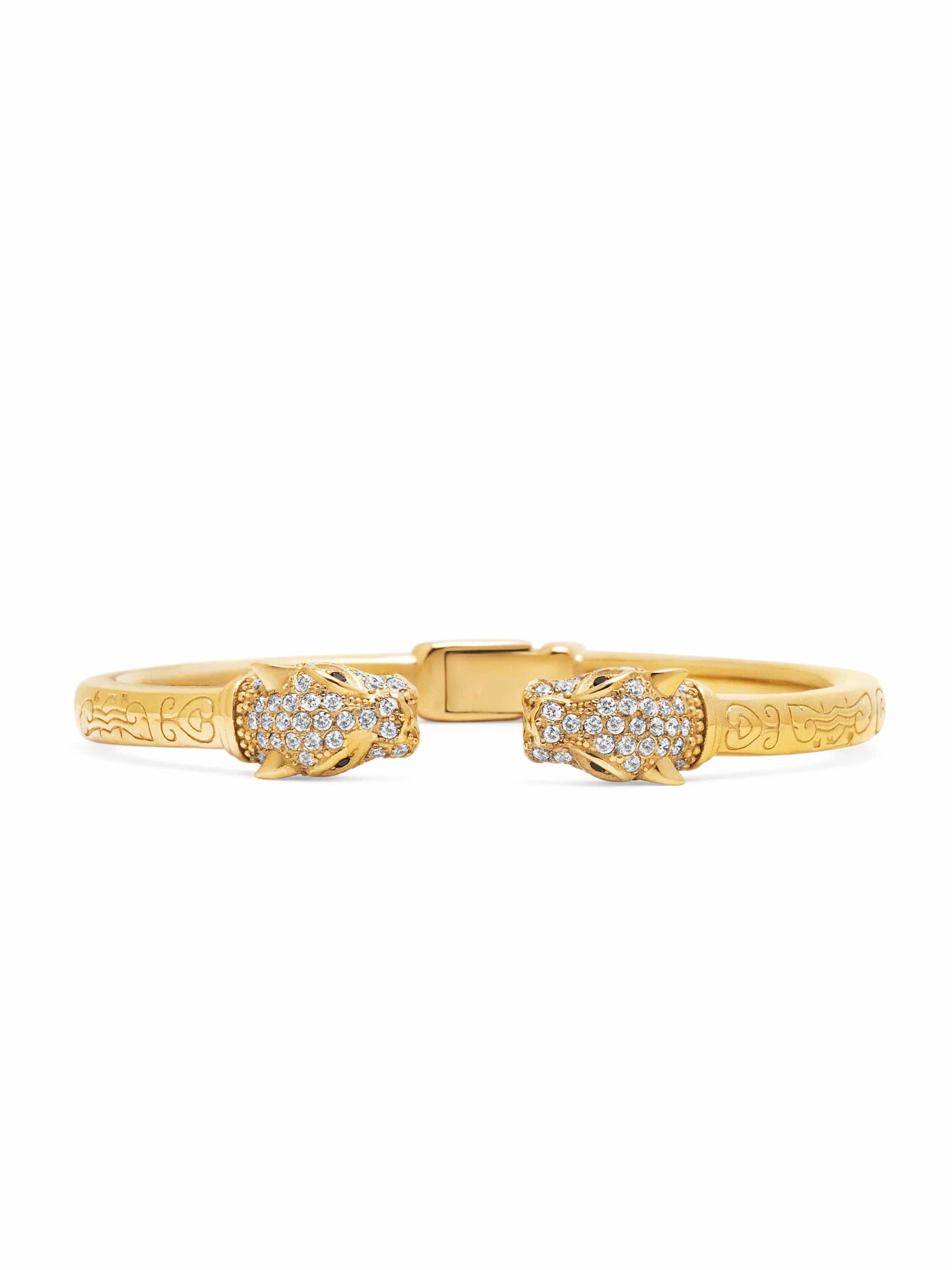 Nialaya Men's Bangle Men's Gold CZ Panther Bangle Men's Gold CZ Panther Bangle