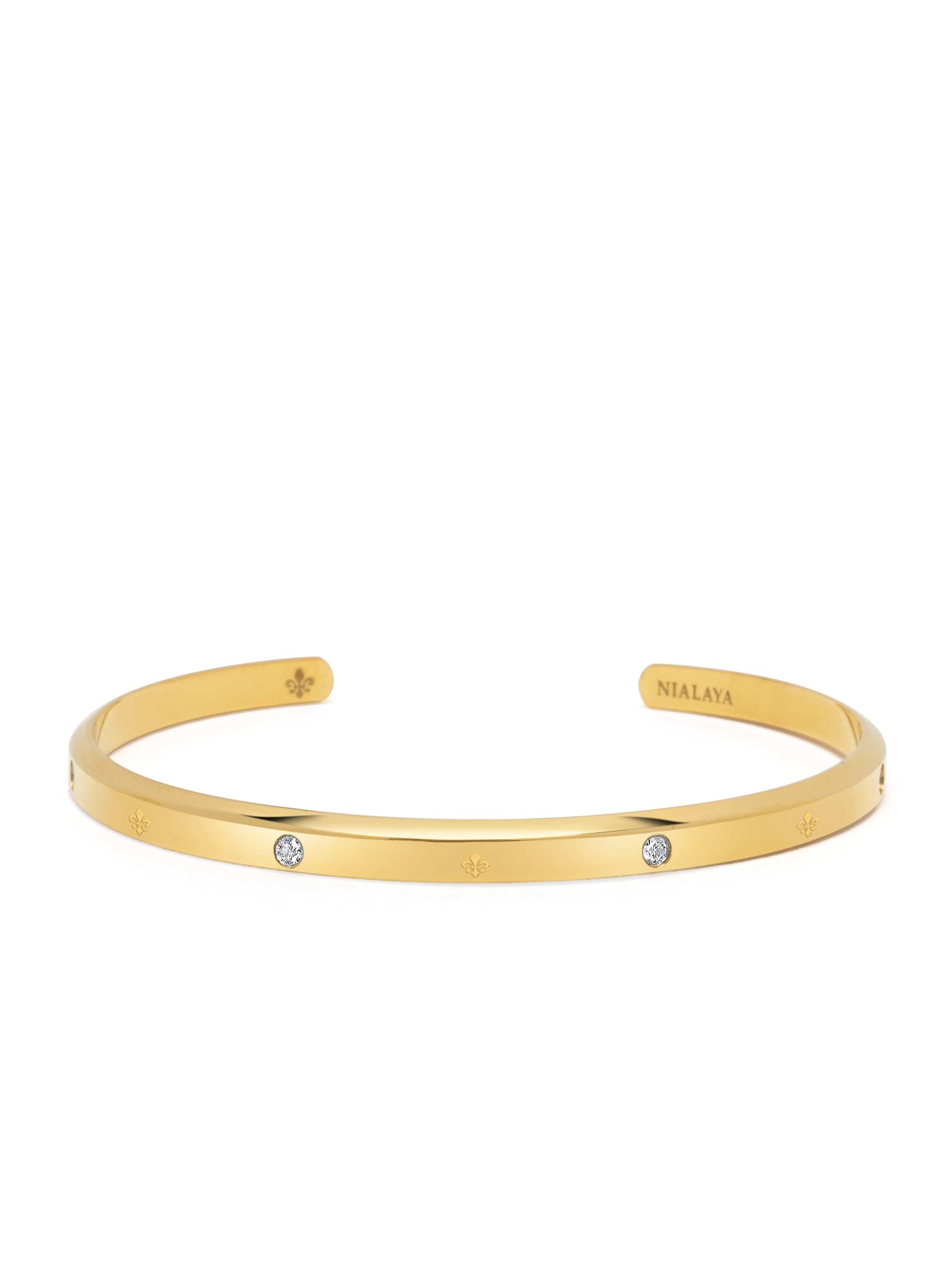 Nialaya Men's Bangle Men's Gold Open Simplicity Fleur de Lis Bangle Men's Gold Open Simplicity Fleur de Lis Bangle