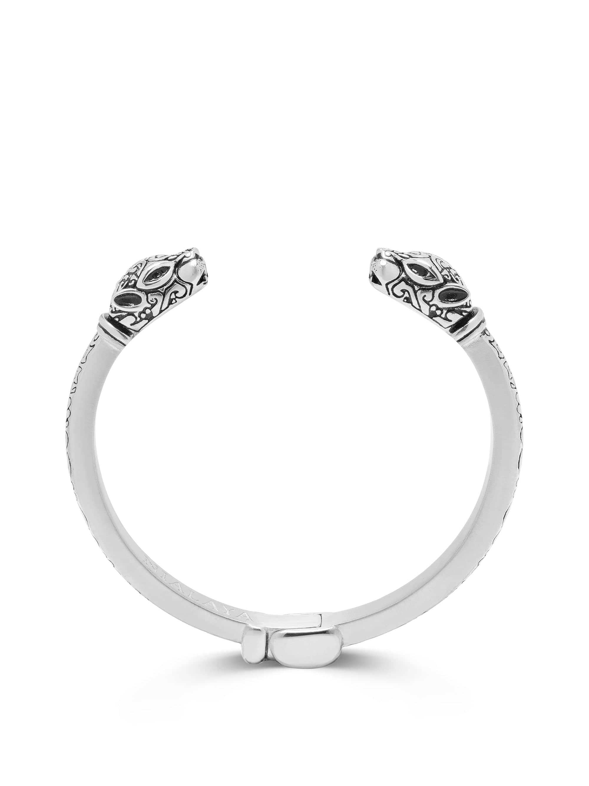 Nialaya Men's Bangle Men's Panther Bangle in Silver