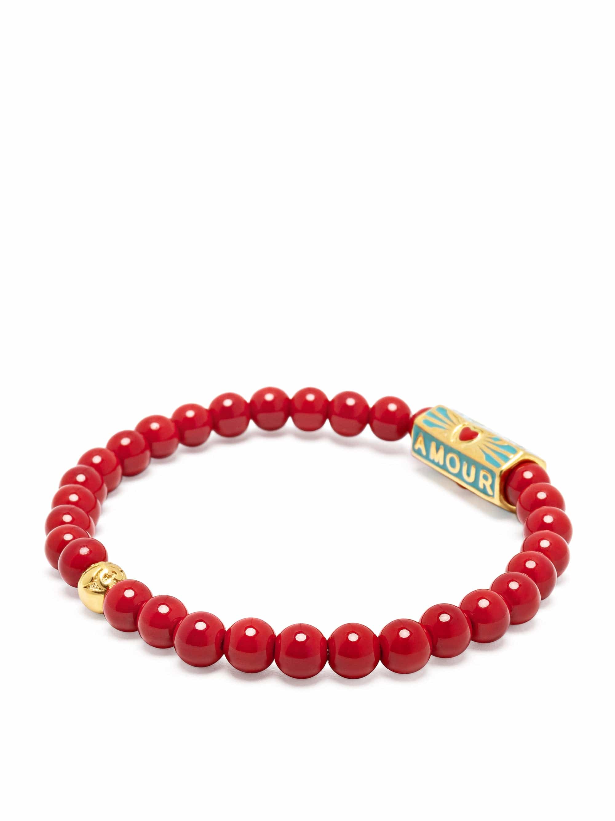 Nialaya Men's Beaded Bracelet Amour Red Jade Bracelet Amour Red Jade Bracelet