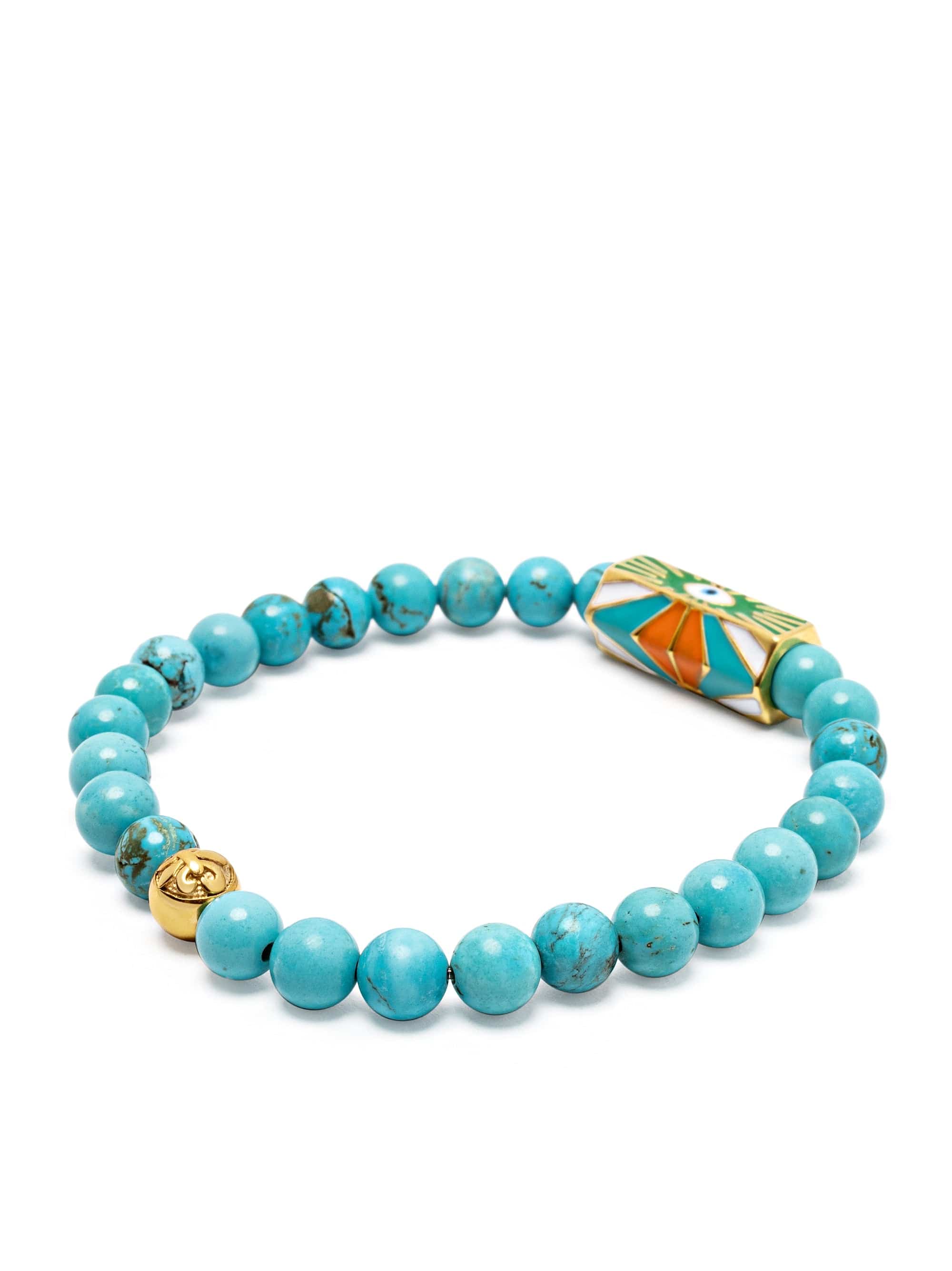 Nialaya Men's Beaded Bracelet Evil Eye Turquoise Bracelet Evil Eye Turquoise Bracelet