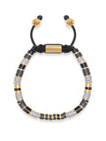 Men's Beaded Bracelet with Grey and Gold Disc Beads