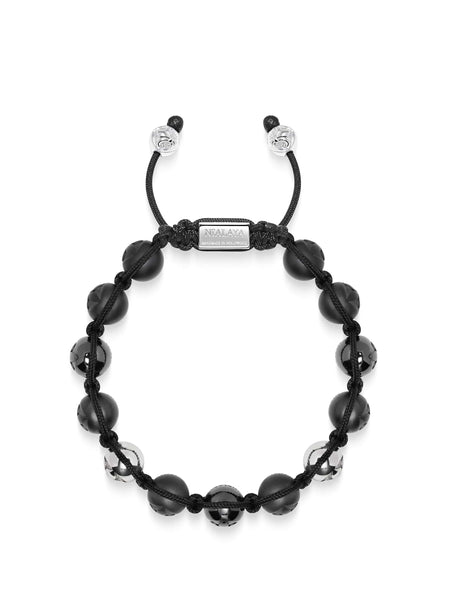 Men's Beaded Bracelet with Matte Black, Glossy Black Ceramic
