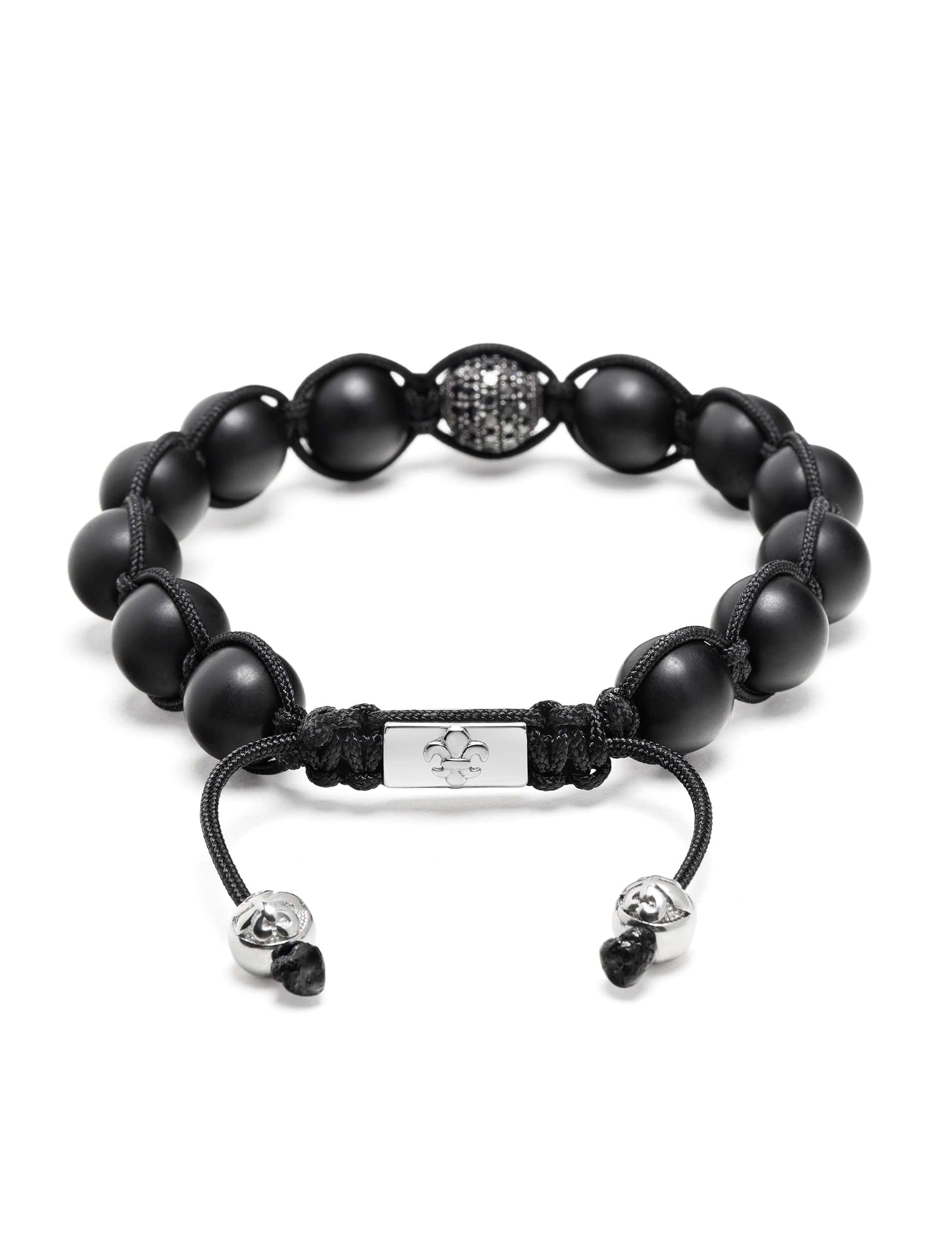 Nialaya Men's Beaded Bracelet Men's Black Diamond Beaded Bracelet with Turquoise and Sterling Silver