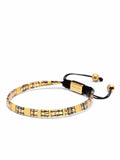 Nialaya Men's Beaded Bracelet Men's Bracelet with Marbled Amber and Gold Miyuki Tila Beads
