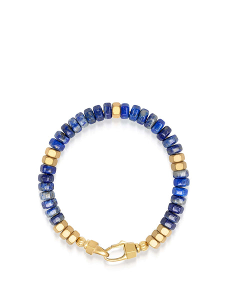 Men's Hexagon Beaded Bracelet with Blue Lapis and Gold – Nialaya
