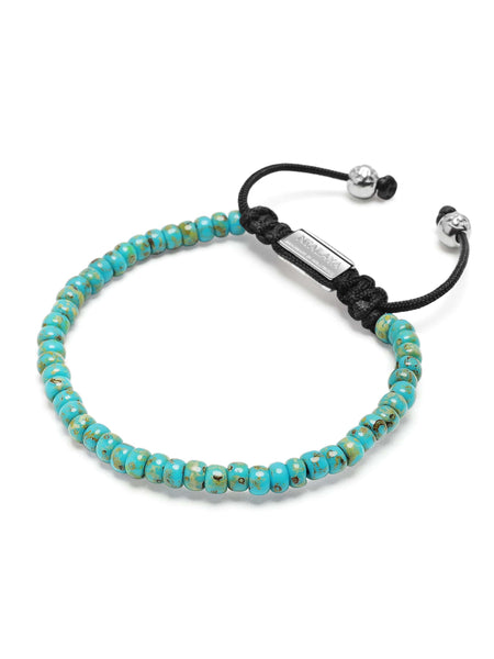 Men's Miyuki Beaded Bracelet with Turquoise and Silver – Nialaya