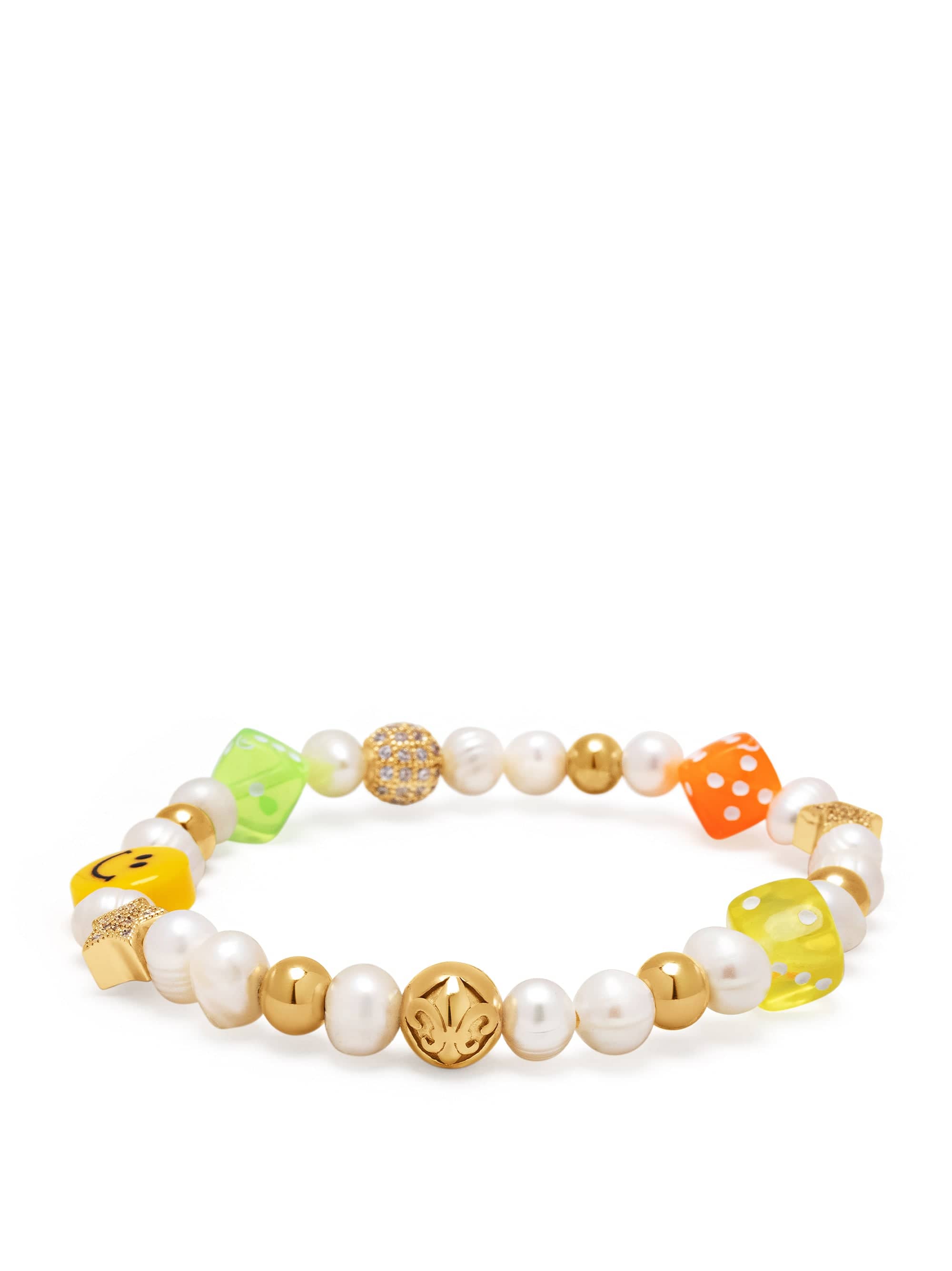 Nialaya Men's Beaded Bracelet Men's Pair of Dice Pearl Bracelet