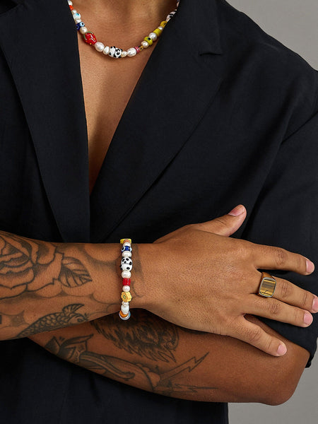 Men's Panda Pearl Bracelet – Nialaya