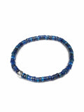 Nialaya Men's Beaded Bracelet Men's Wristband with Blue Lapis Heishi Beads and Silver