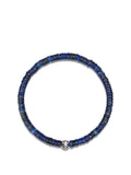 Men's Wristband with Blue Lapis Heishi Beads and Silver