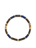 Nialaya Men's Beaded Bracelet Men's Wristband with Blue Lapis, Jasper, Gold, and Coconut Heishi Beads