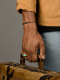 Nialaya Men's Beaded Bracelet Men's Wristband with Blue Lapis, Jasper, Gold, and Coconut Heishi Beads