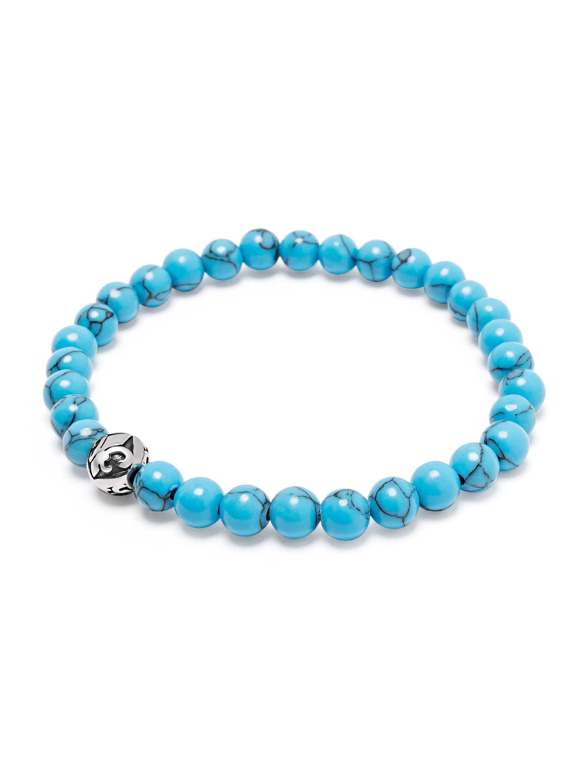 Nialaya Men's Beaded Bracelet Men's Wristband with Turquoise