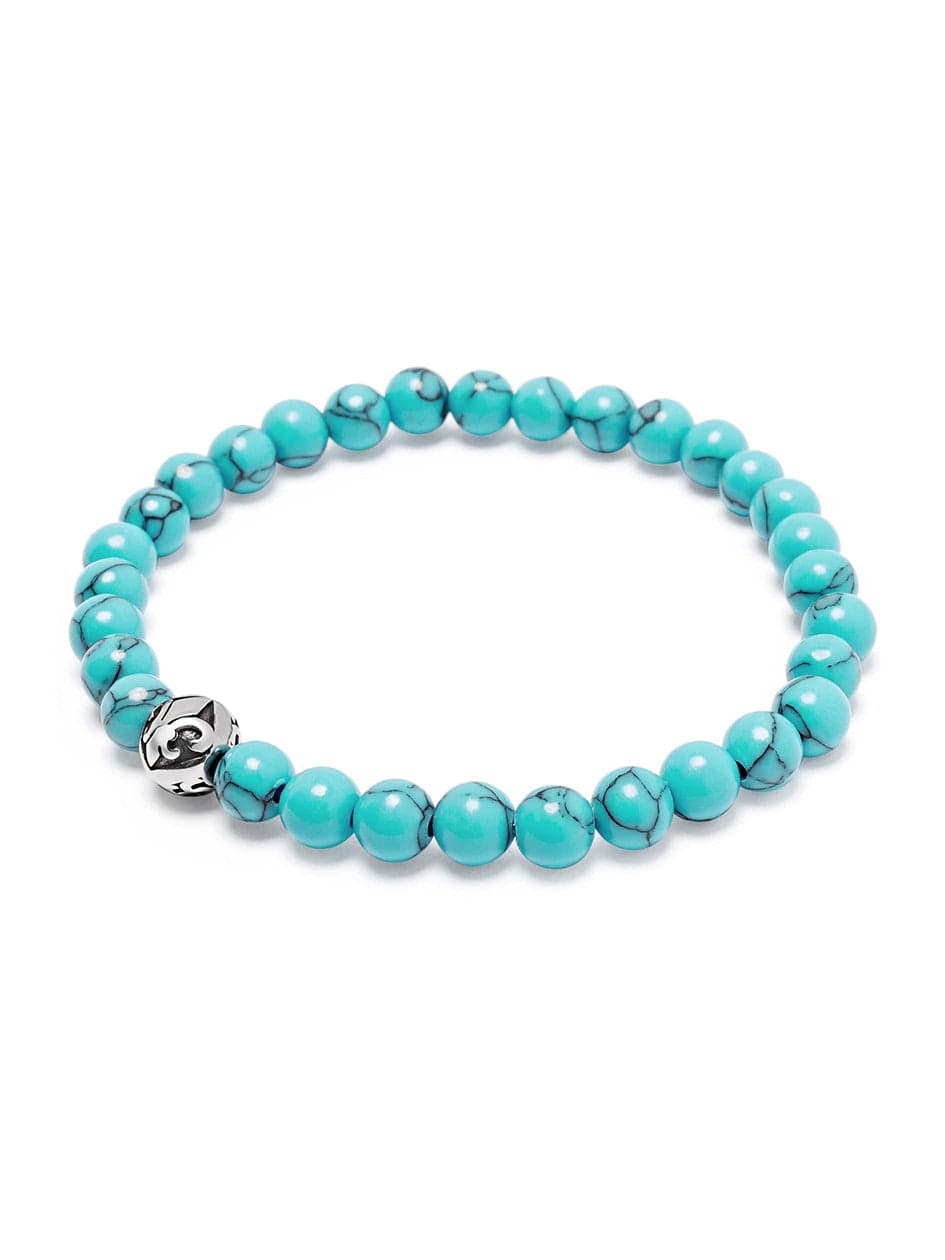 Nialaya Men's Beaded Bracelet Men's Wristband with Turquoise and Silver