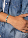 Nialaya Men's Beaded Bracelet Men's Wristband with Turquoise and Silver