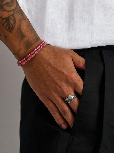 Red Jasper Heishi Wrap Bracelet in Silver – Nialaya