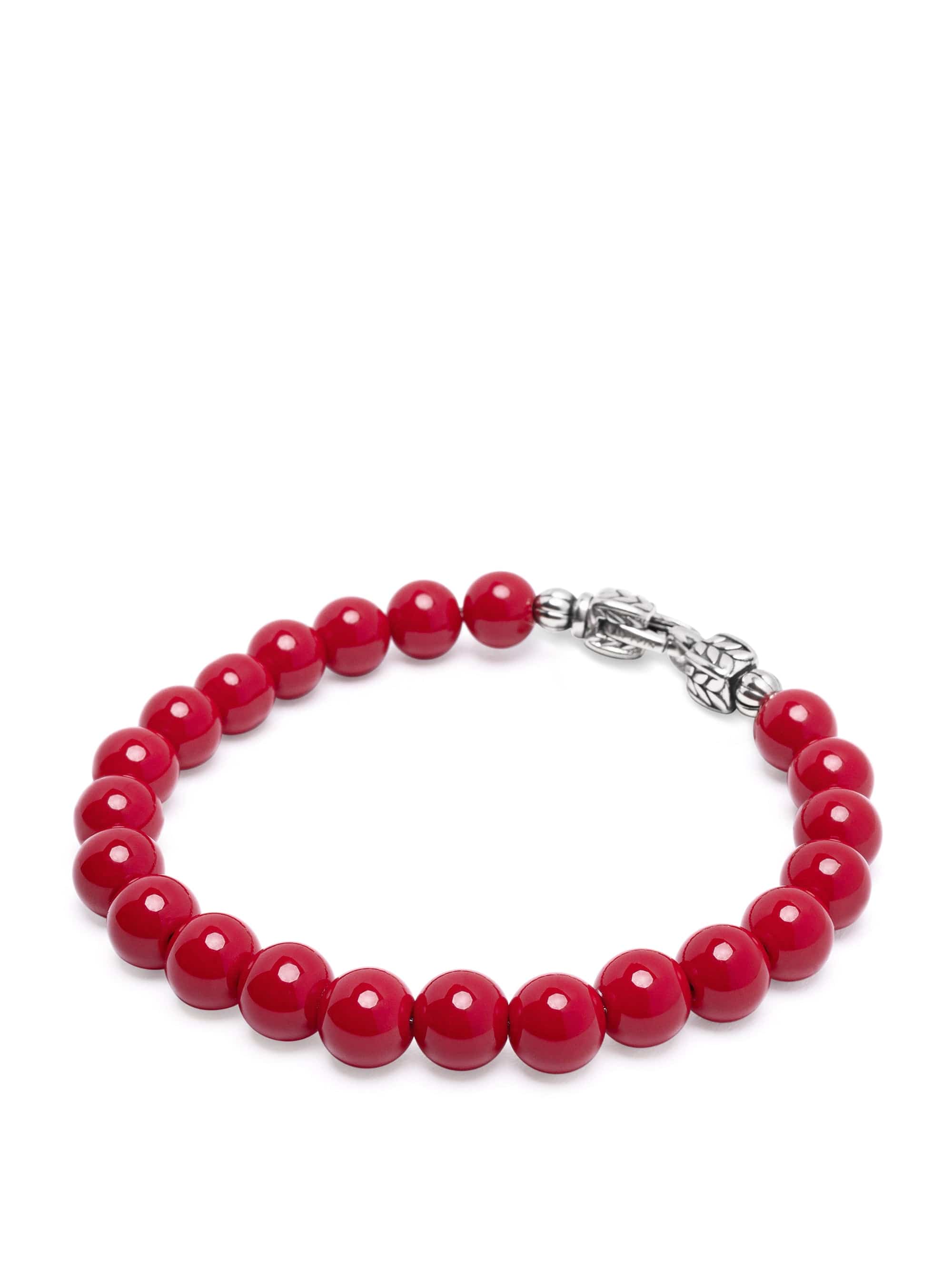 Nialaya Men's Beaded Bracelet Red Jade Healing Bracelet with Silver Lock Red Jade Healing Bracelet with Silver Lock