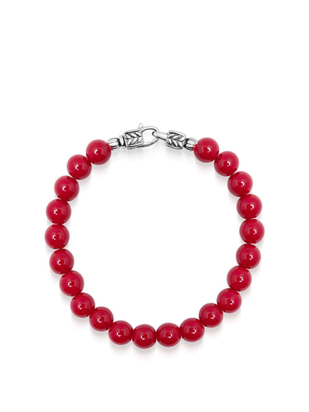 Red Beaded Healing Bracelet with Silver Lock – Nialaya