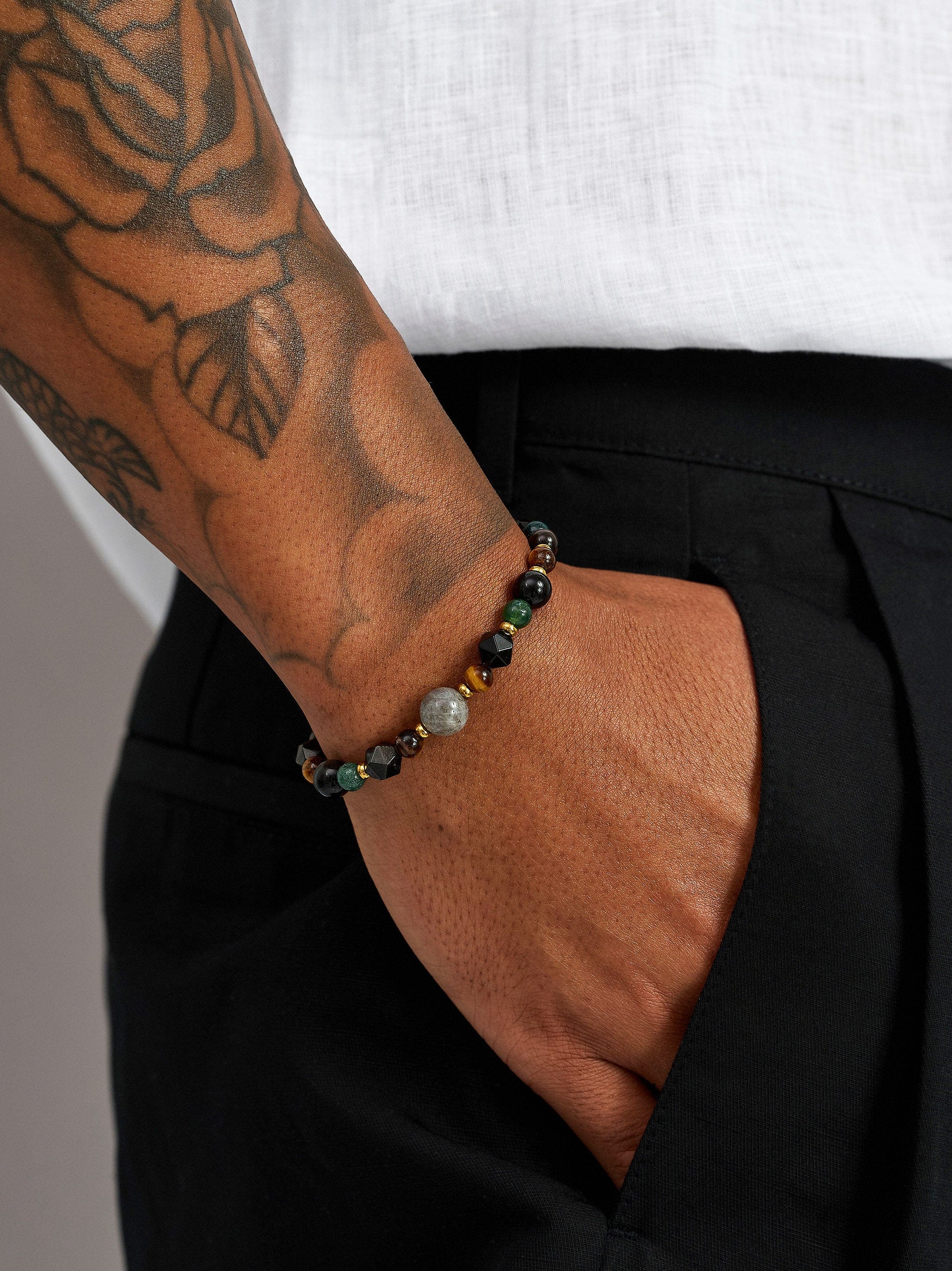 Nialaya Men's Beaded Bracelet Spiritual Power Bracelet Spiritual Power Bracelet