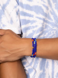 Nialaya Men's Beaded Bracelet The Mykonos Collection - Blue and Red Vintage Glass Beads with Turquoise