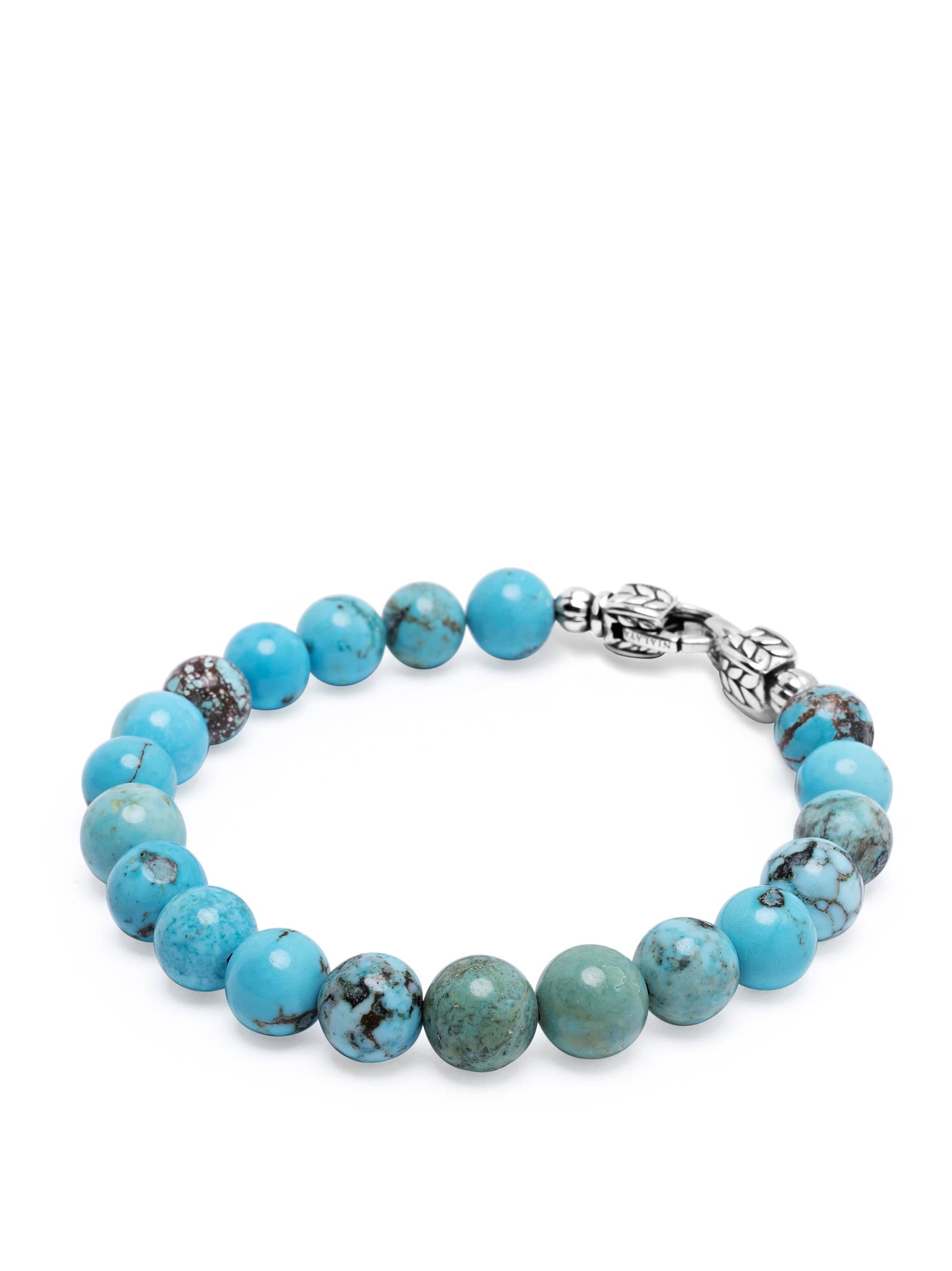 Nialaya Men's Beaded Bracelet Turquoise Healing Bracelet with Silver Lock Turquoise Healing Bracelet with Silver Lock
