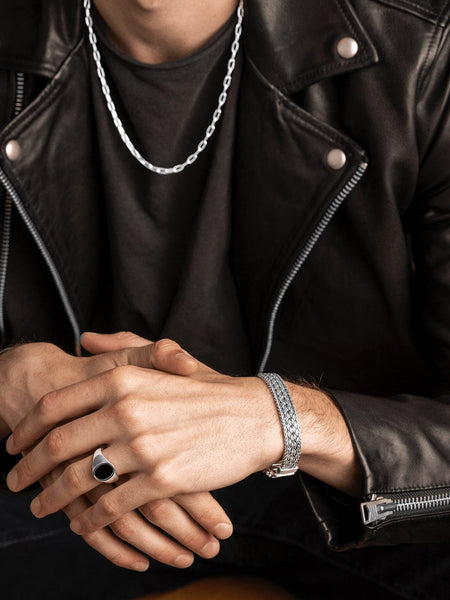 Men's Silver Braided Chain Bracelet – Nialaya