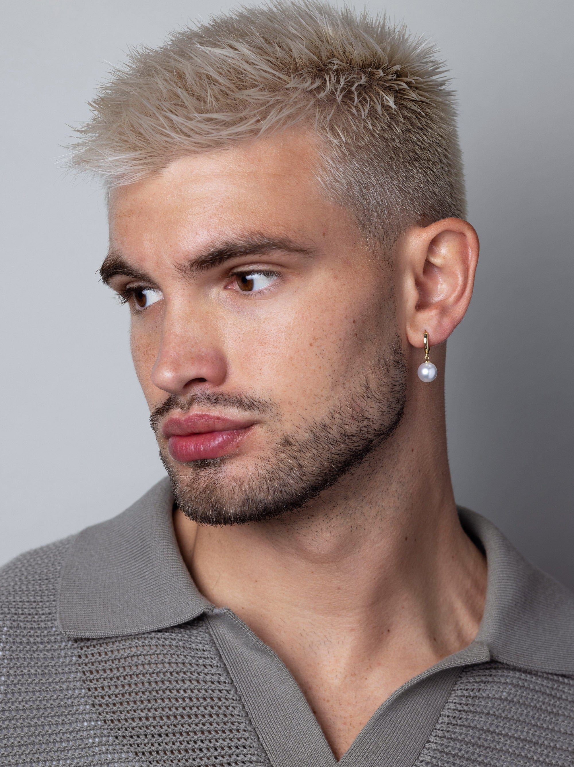 Nialaya Men's Earrings Men's Pearl Drop Earrings MEAR_040
