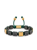 Men's Ceramic Flatbead Bracelet in Green and Gold