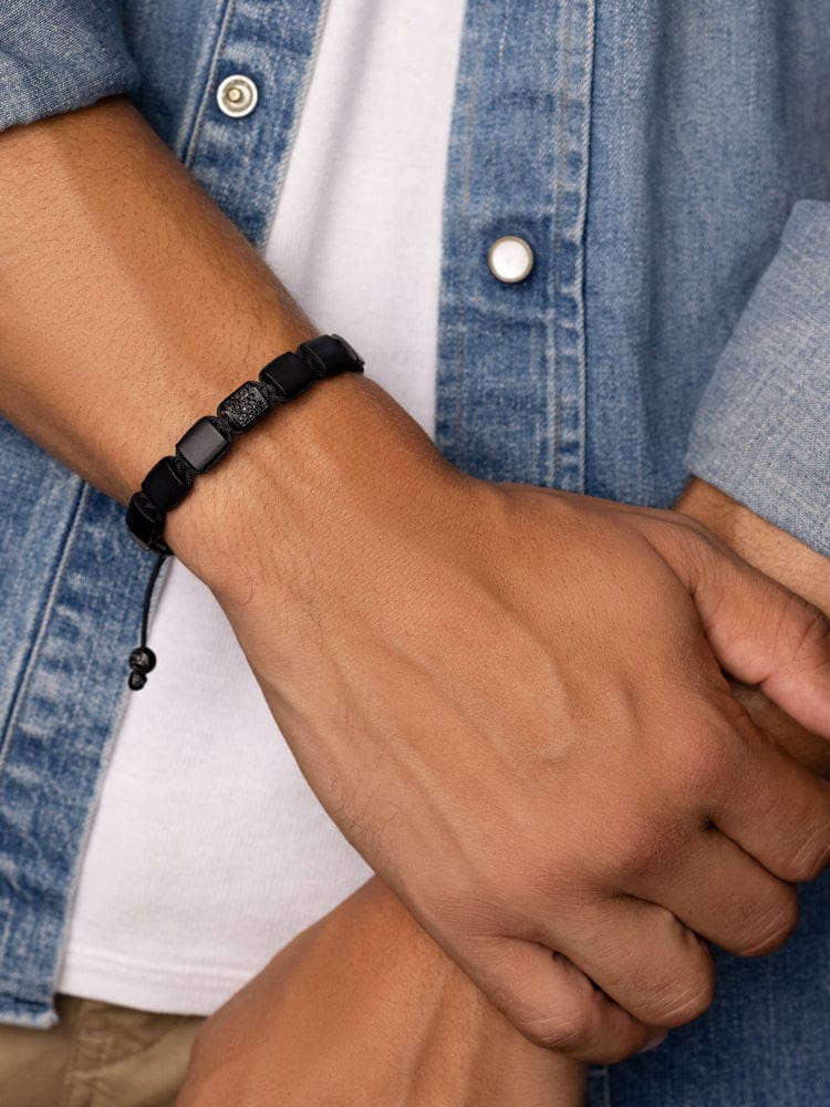 Nialaya Men's Flatbead Bracelet The CZ Flatbead Collection - Matte Onyx