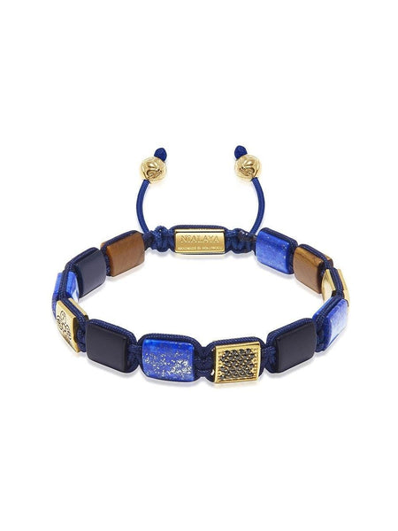 Blue Lapis, Matte Onyx, and Brown Tiger Eye Dorje Flatbead