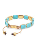 Nialaya Men's Flatbead Bracelet The Dorje Flatbead Collection - Turquoise and Gold