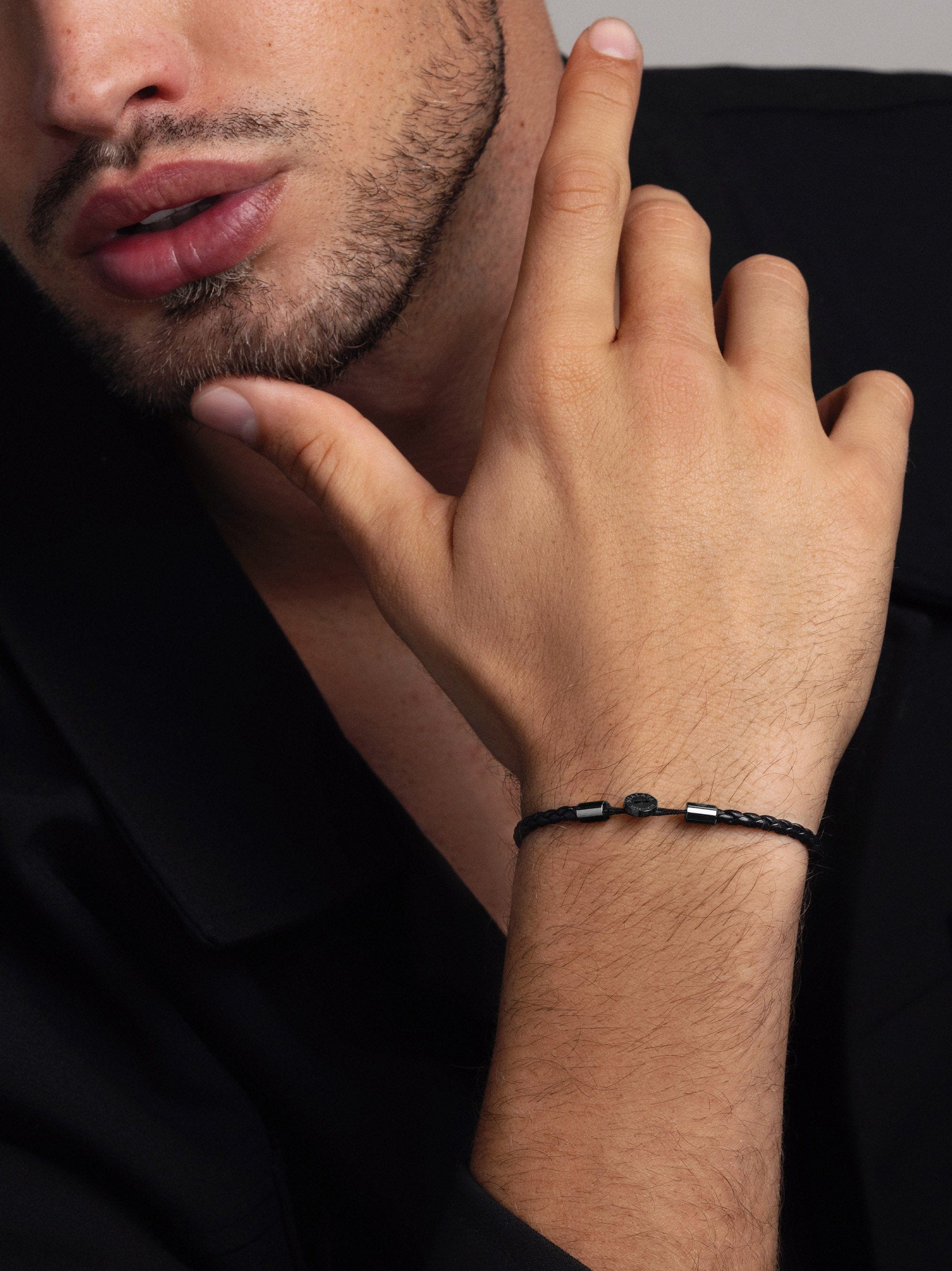 Nialaya Men's Leather Bracelet Men's Braided Lux Leather Bracelet Men's Braided Lux Leather Bracelet