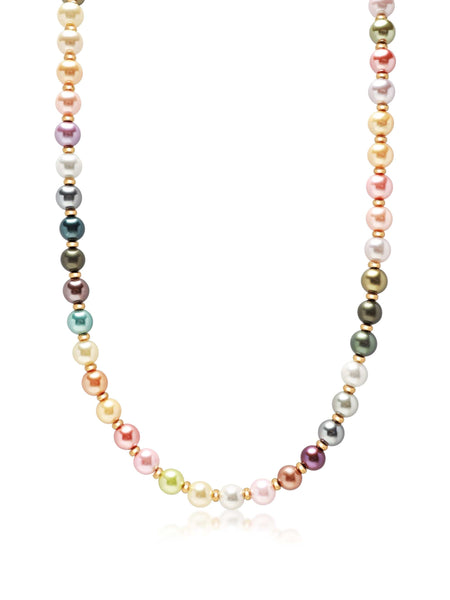 8mm Pastel Pearl Necklace with Gold – Nialaya