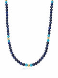 Beaded Necklace with Blue Lapis, Turquoise, and Gold