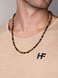 Nialaya Men's Necklace Beaded Necklace with Brown Tiger Eye and Gold 24 Inches / 60.96 cm MNEC_229