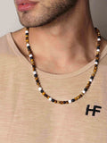 Nialaya Men's Necklace Beaded Necklace with Brown Tiger Eye, Howlite, and Onyx 24 Inches / 60.96 cm MNEC_228