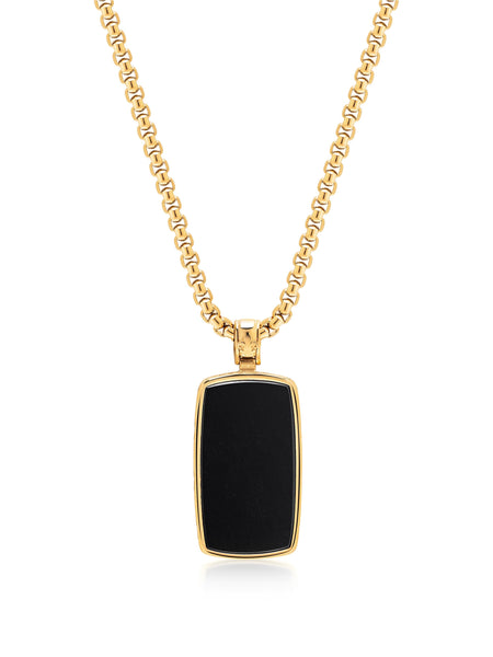 Black Onyx Dog Tag Necklace in Gold – Nialaya