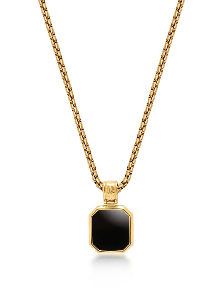 Gold Necklace with Square Onyx Pendant – Nialaya