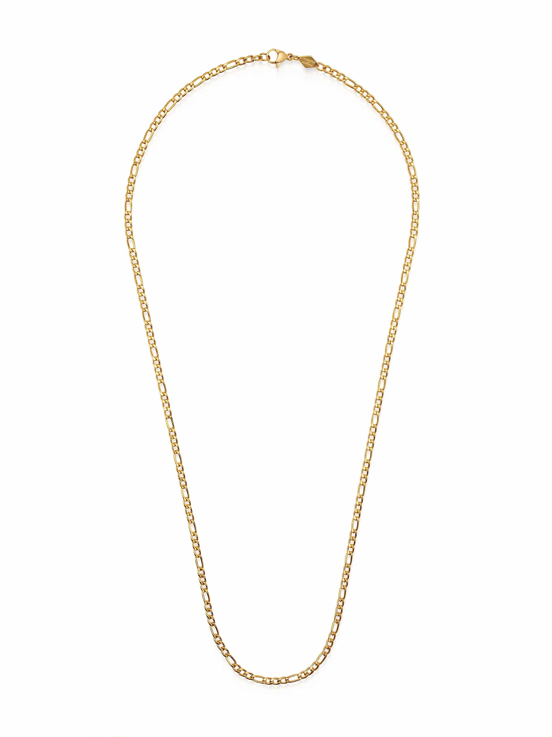 Nialaya Men's Necklace Men's Gold Figaro Chain in 3mm