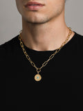 Nialaya Men's Necklace Men's Gold Paperclip Chain with Evil Eye Coin 22 Inches (Most Popular) MNEC_350