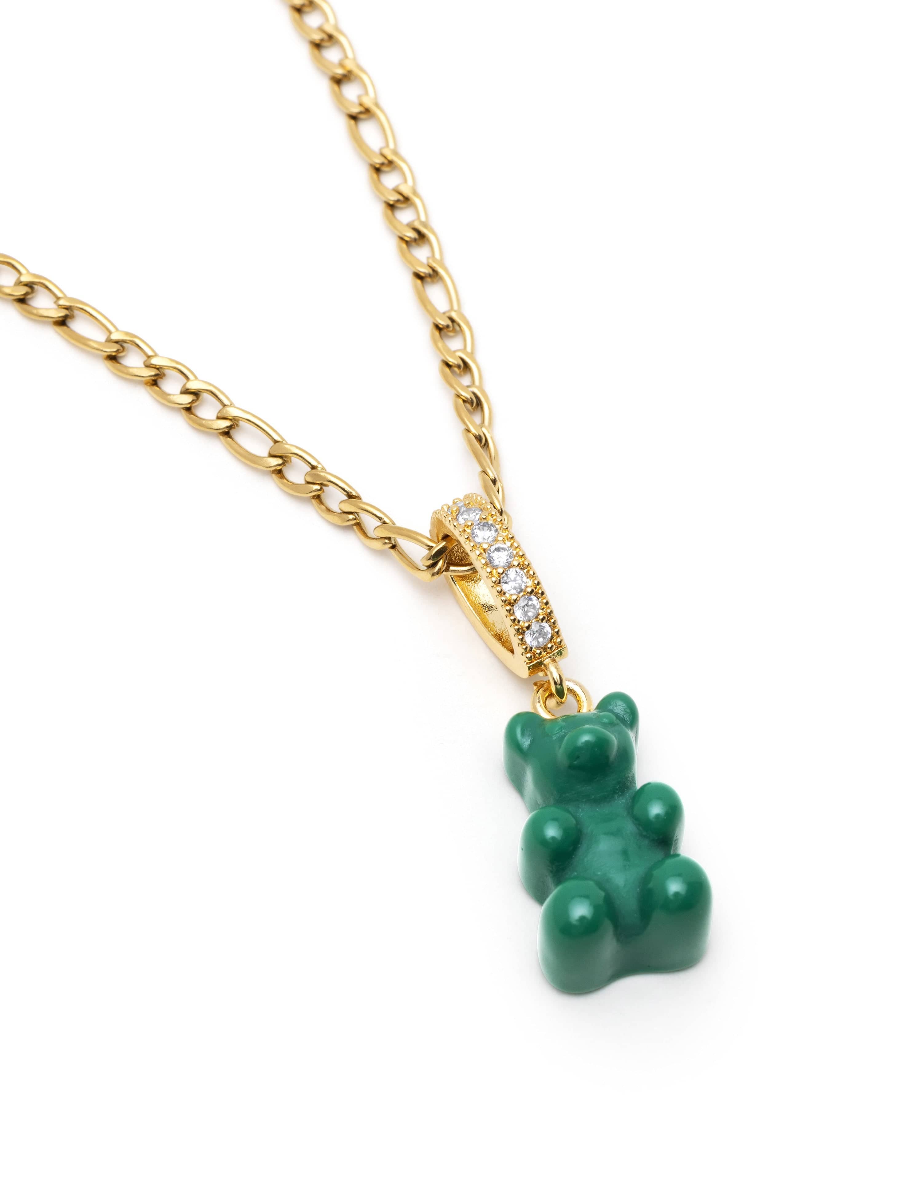 Nialaya Men's Necklace Men's Green Gummy Bear Necklace 22 Inches / 55.88 cm MNEC_308