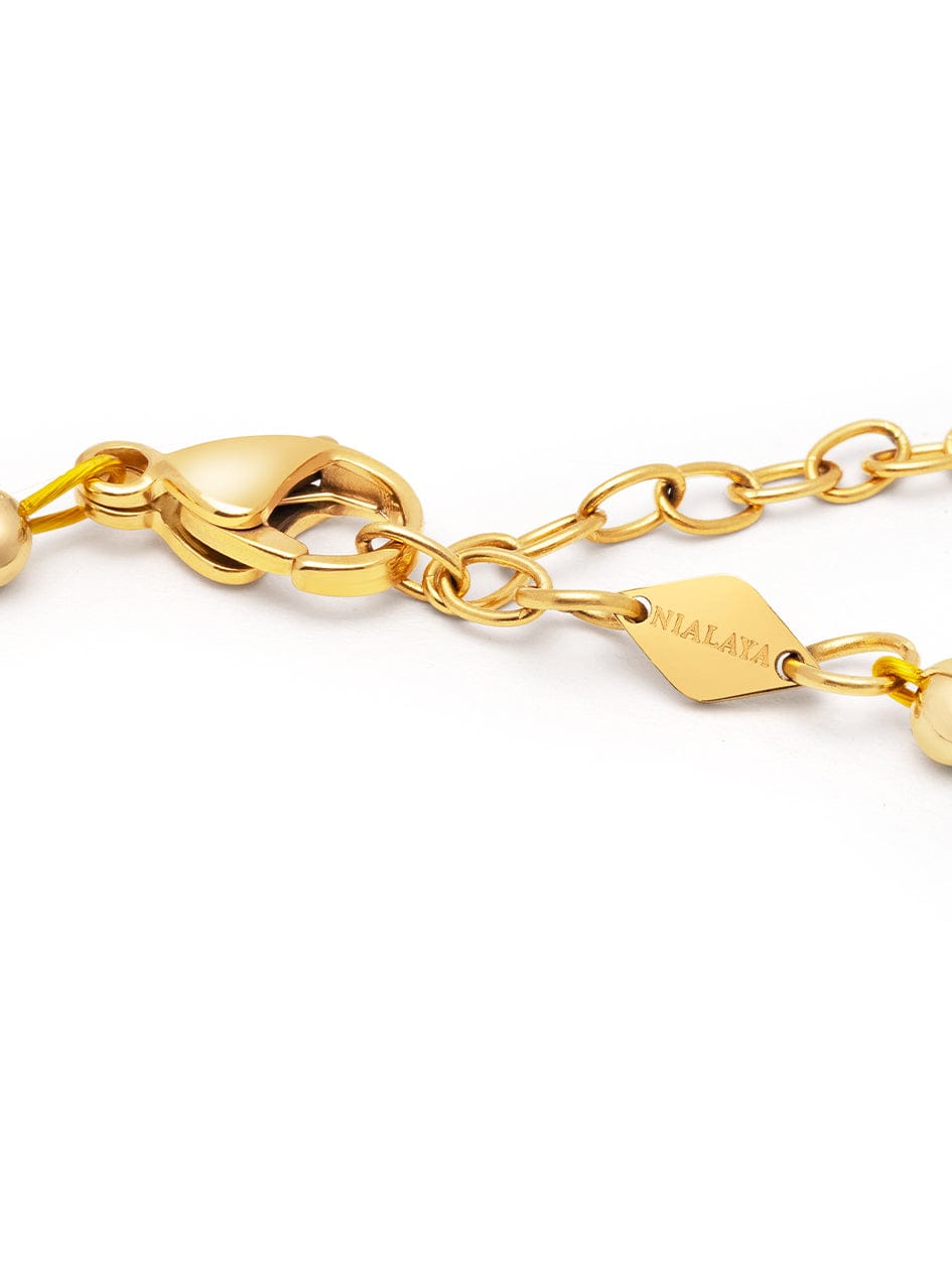 Nialaya Men's Necklace Men's Mini Pearl Choker with Gold Plating 18 Inches / 45.72 cm MNEC_225