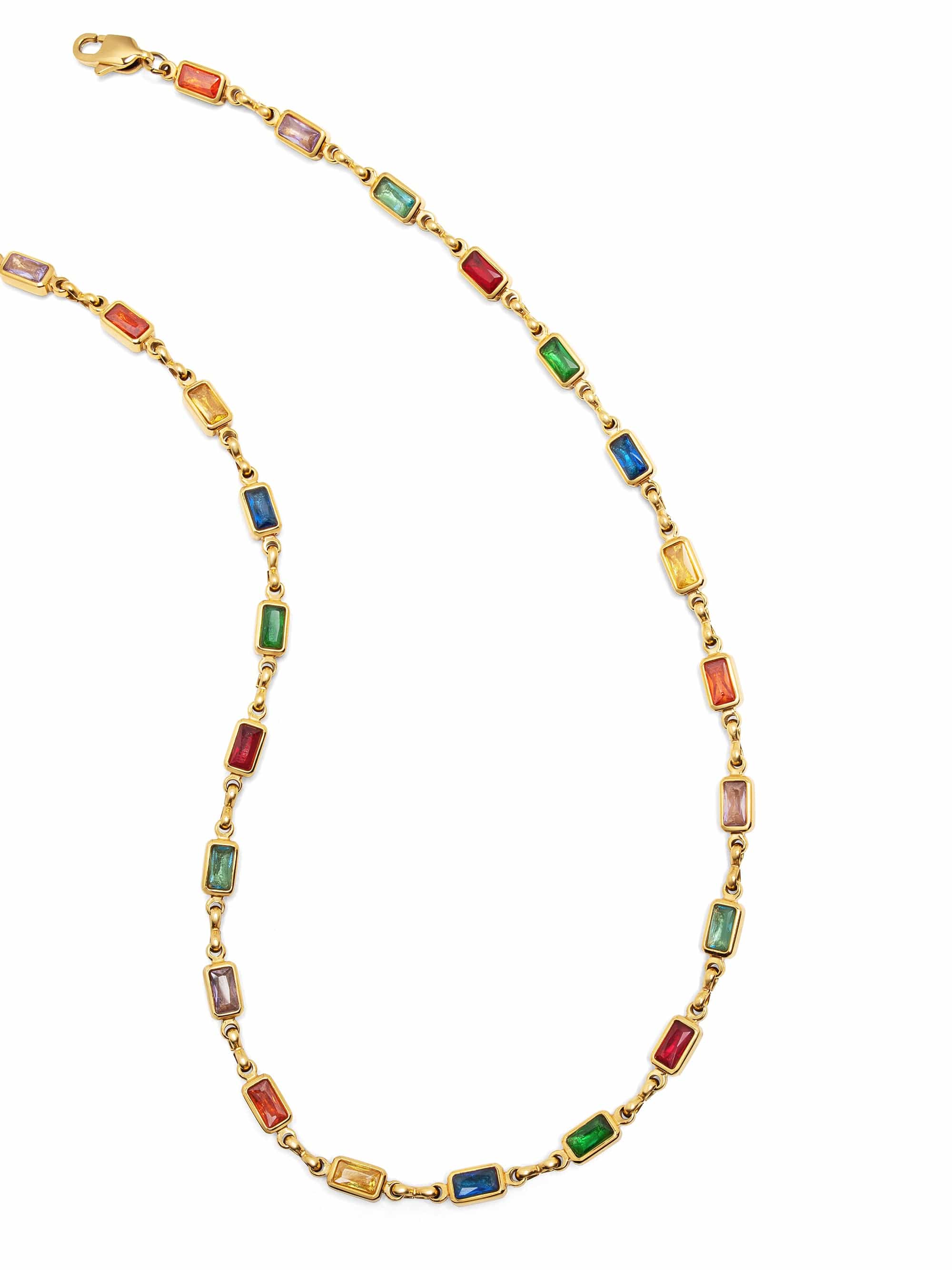 Nialaya Men's Necklace Men's Rectangle Tennis Necklace Men's Rectangle Tennis Necklace 18 Inches / 45.72 cm MNEC_397