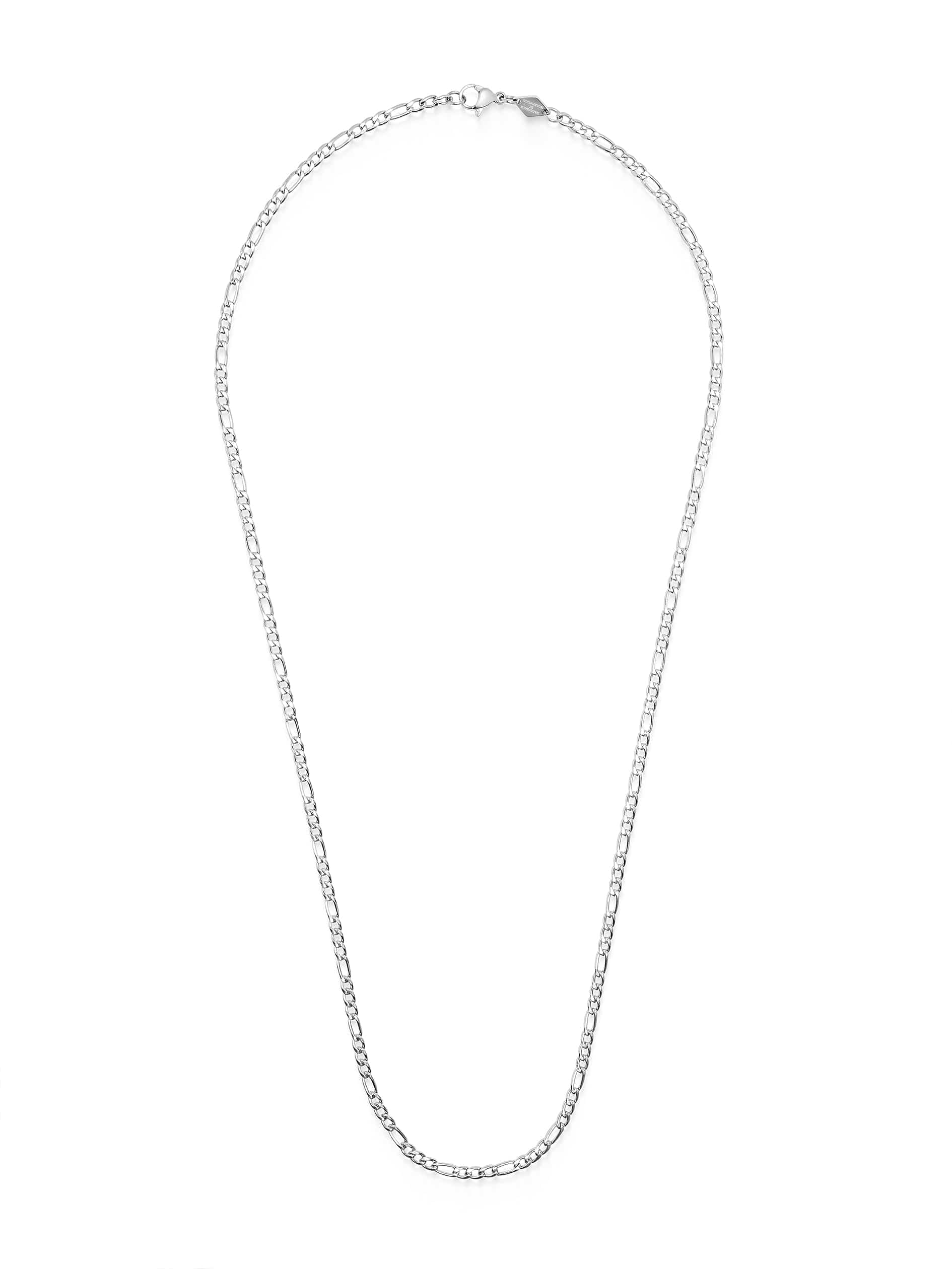 Nialaya Men's Necklace Men's Silver Figaro Chain in 3mm