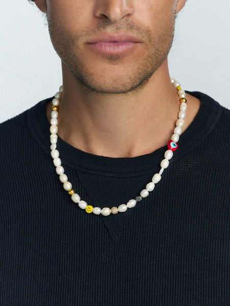VVV☆MIX PEARL BEADS SMILE NECKLACE HEART SMILE LUCKYBALL PEARL BEADS NECKLACE - VVV | 60