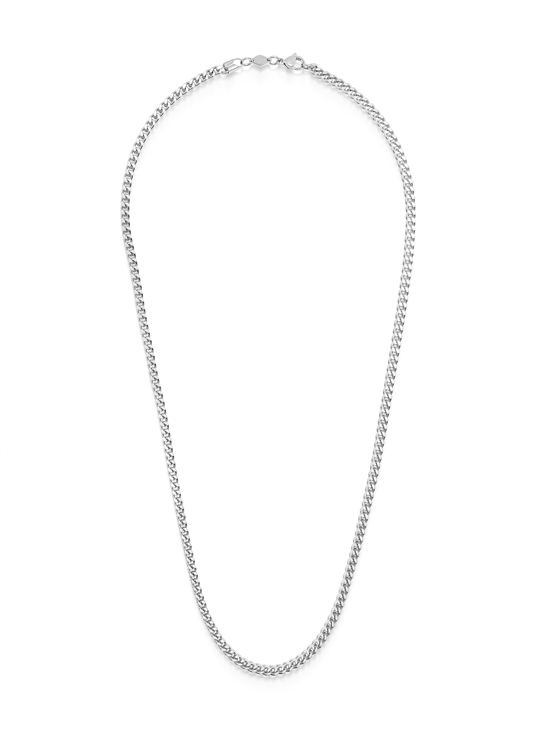 Nialaya Men's Necklace Men's Squared Silver Chain