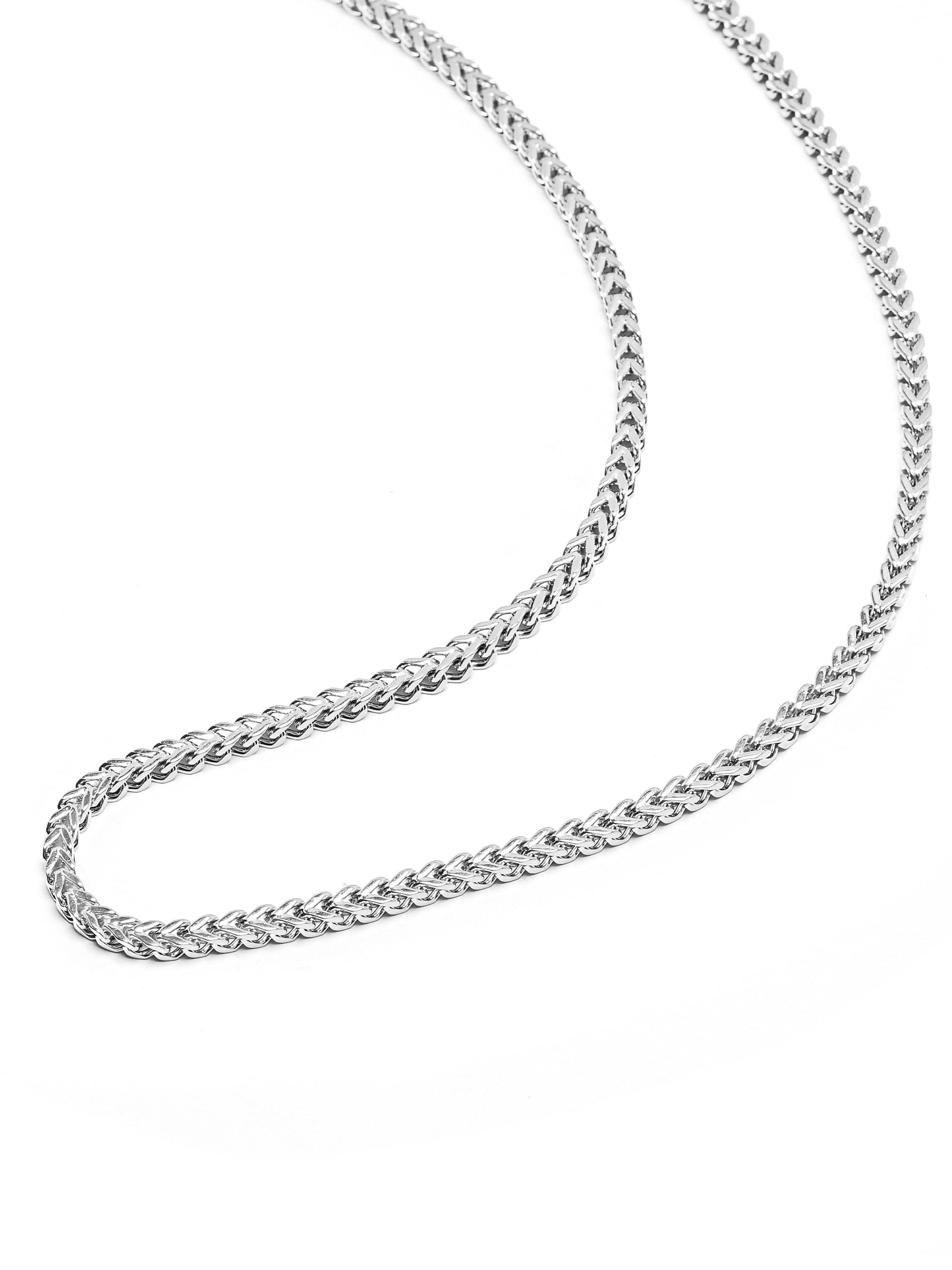 Nialaya Men's Necklace Men's Squared Silver Chain