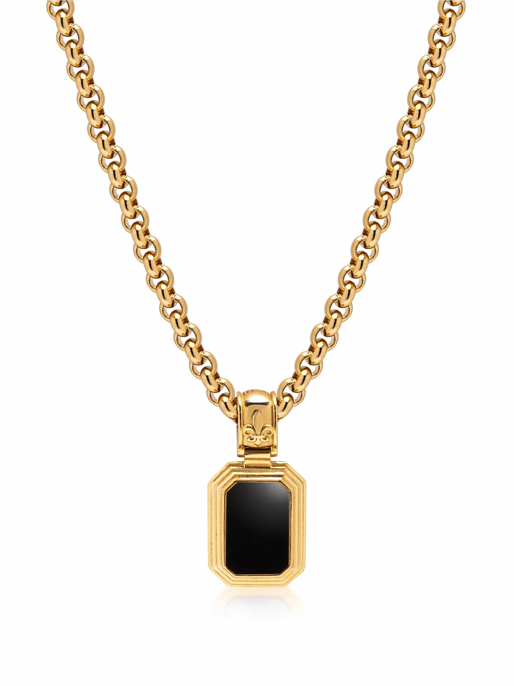 Nialaya Men's Necklace Men's Sterling Silver Necklace with Two-in-One Malachite & Black Onyx Pendant Men's Sterling Silver Necklace with Two-in-One Malachite & Black Onyx Pendant